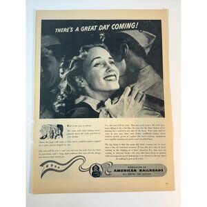 Vintage World War ll American Railroads Advertisement Print Ad 1944
